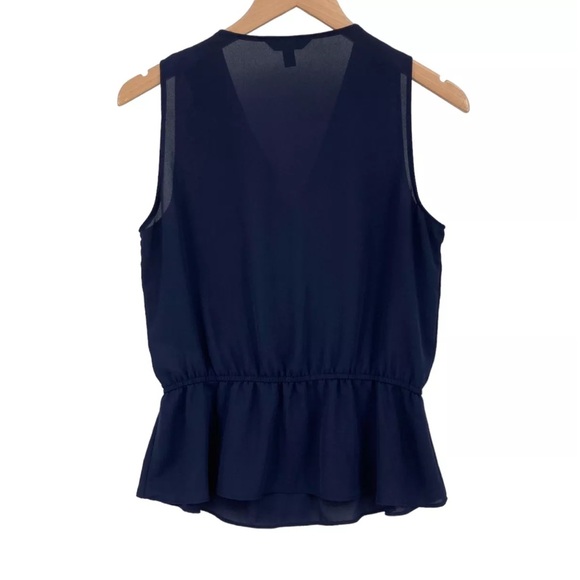2/$25: Banana Republic Navy Ruffle Wrap Top - Picture 2 of 7